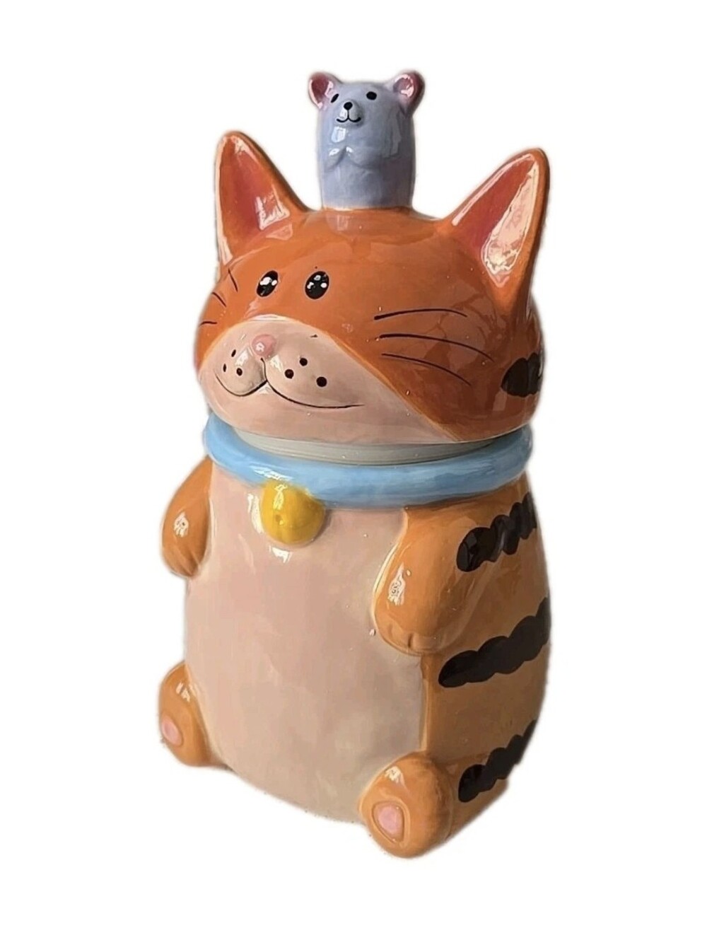 Cookie Jar Cat And Mouse 10" Tall Air Tight Lid